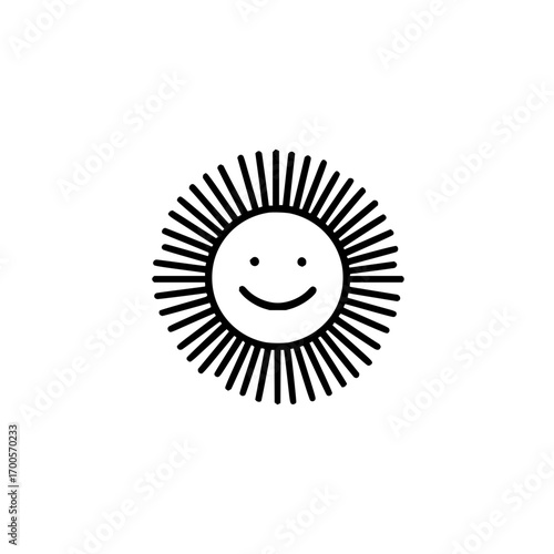 Cute sun vector illustration sunshine graphic summer icon happy face sunbeam design simple sun drawing vector art
