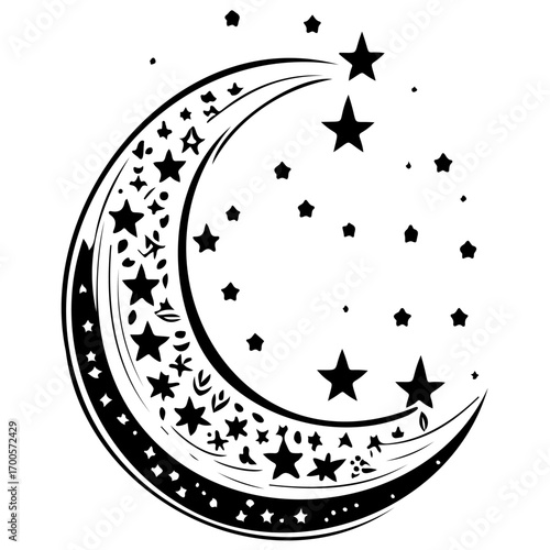 Moon star ramadan arabic islamic illustration sketch hand draw