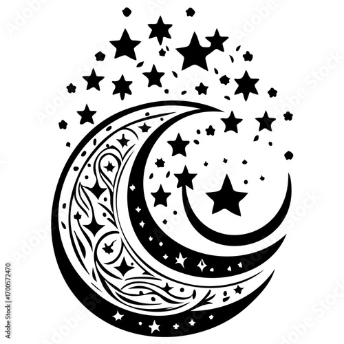 Moon star ramadan arabic islamic illustration sketch draw