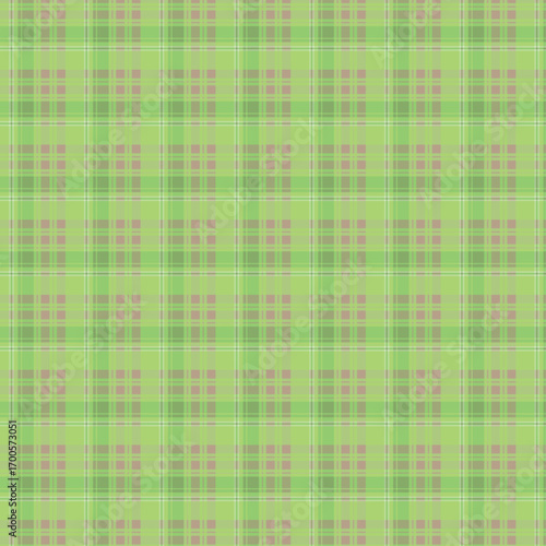 Seamless retro green plaid fabric pattern with a checkered and geometric design