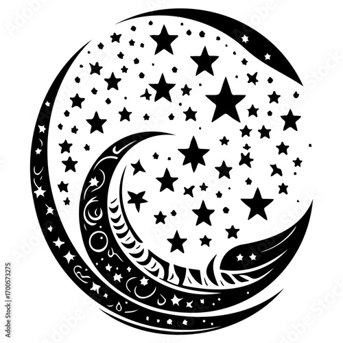 Moon star ramadan arabic islamic illustration sketch hand draw