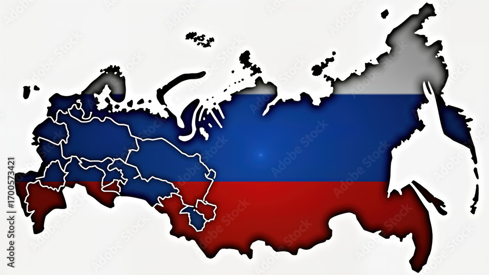 Obraz premium russia map with flag