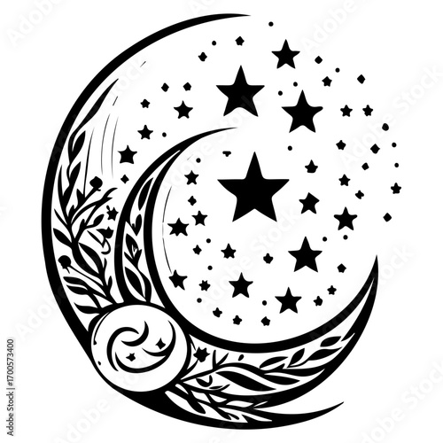 Moon star ramadan arabic islamic illustration sketch hand draw