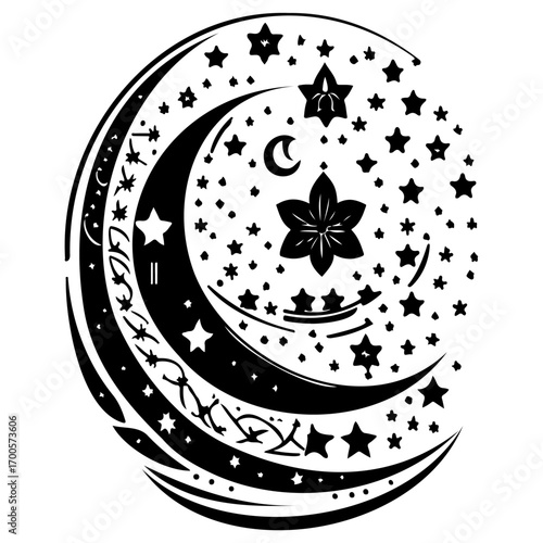 Moon star ramadan arabic islamic illustration sketch draw