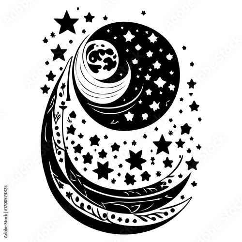 Moon star ramadan arabic islamic illustration sketch draw