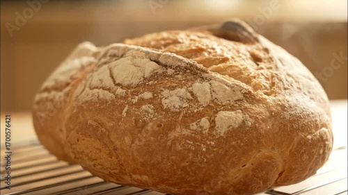 Rustic Loaf of Bread on Wooden Board
