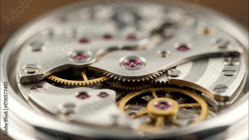 Mechanical Watch Gears and Jewels Macro