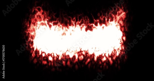 Fiery Red Energy Border with Bright White Center on Black Background abstract burning