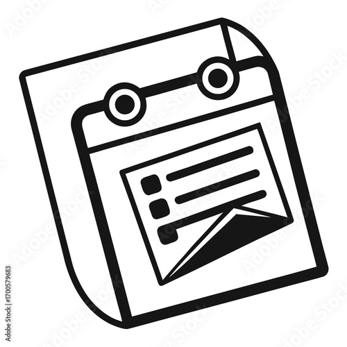 Black and white icon of a notepad with a checklist