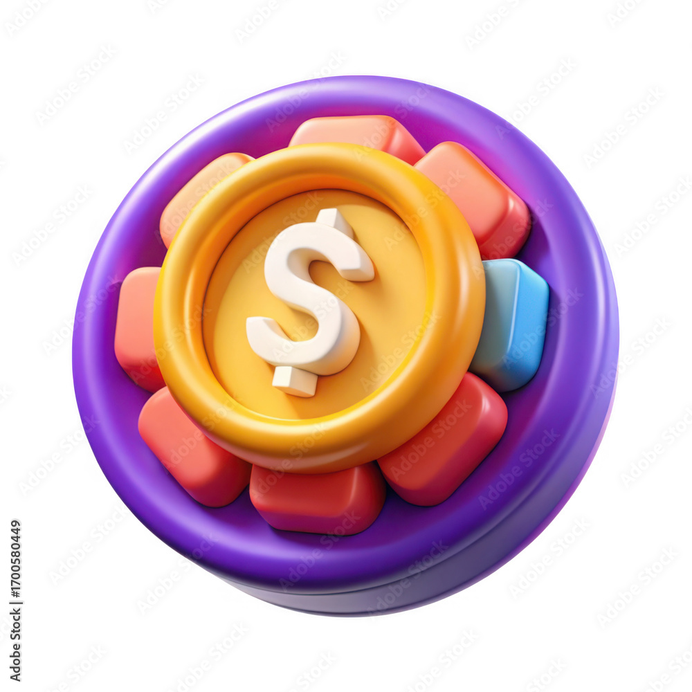 Obraz premium 3d transparent icon of a dollar coin surrounded by gems