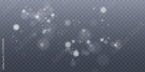 Bokeh white abstract glow light glitter PNG, bright shimmer PNG for holiday magic. Overlay decoration on transparent background adds elegance to party and winter themes.