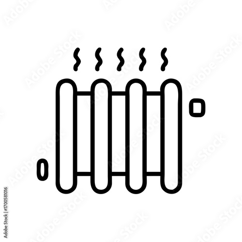 Heating radiator with steam lines in simple line art style  