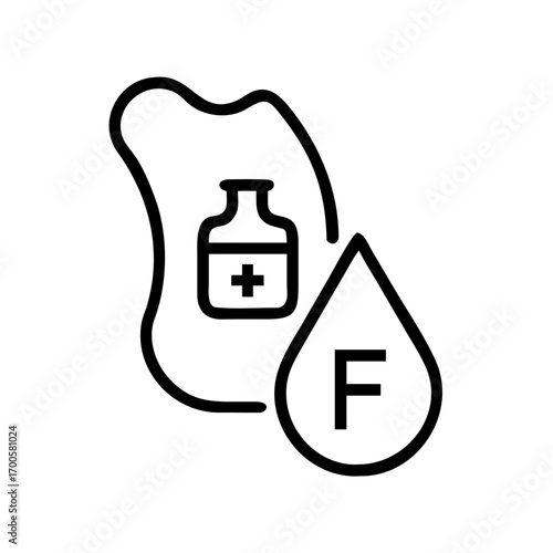 Fluoride drop and medicine bottle in minimal line art design  