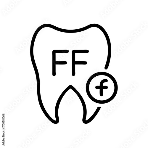 Tooth icon with fluoride-free symbol and simple outline design  