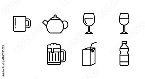 Assortment of Beverage Icons A Diverse Collection for Design