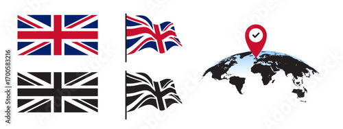 Flag of Great Britain and location on the map