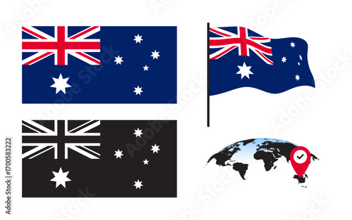 Australia flag and location on the map