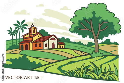 rural landscape with trees
