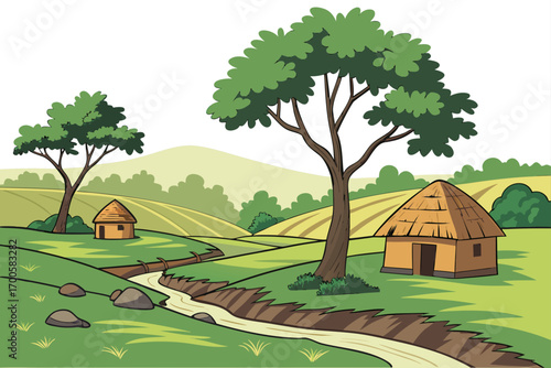 rural landscape with trees