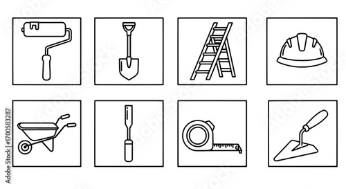 A versatile set of line icons for construction and manual labor