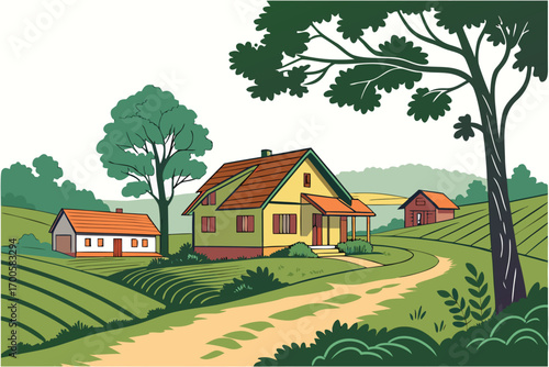 rural landscape with house