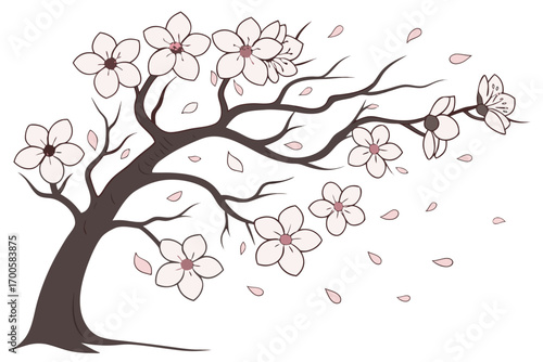 vector illustration of a cherry tree