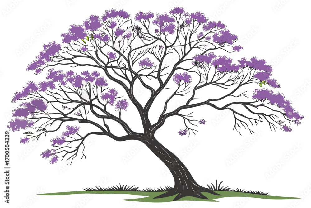 Obraz premium vector tree with pink flowers