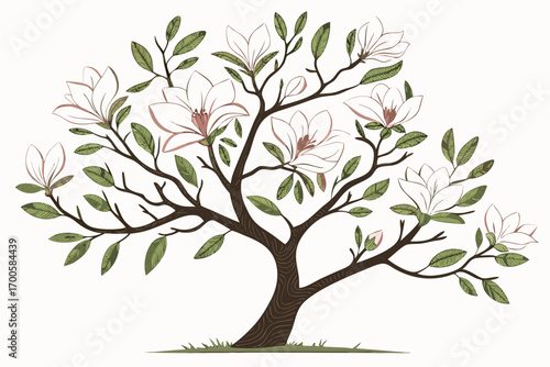 vector tree with green leaves