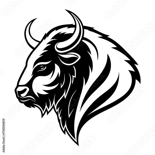 Wallpaper Mural Stylized black and white bison head illustration Torontodigital.ca