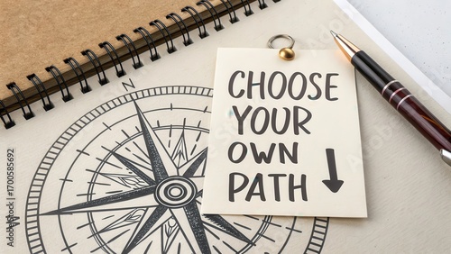 Choose Your Own Path Inspirational Quote on a Table with Compass
