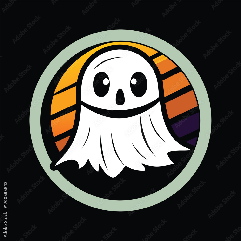 Fototapeta premium Spooky halloween ghost with boo sheet text on a dark background perfect for festive designs