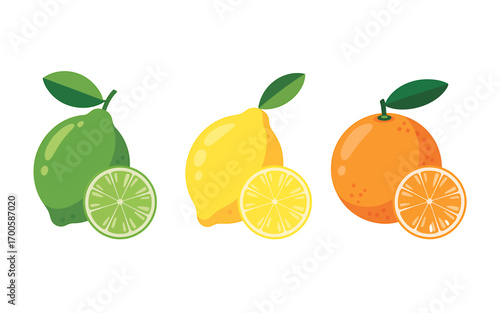 Vibrant Citrus Fruit Medley Lemon Lime and Orange on White Background for Healthy Eating Concepts and Vitamin C Rich Diet