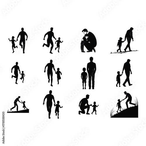 Dad With Child Silhouette Artwork  
