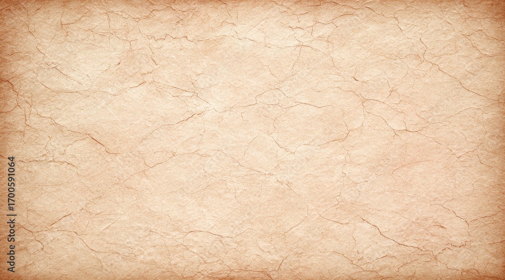 Obraz premium Aged, textured paper background in light beige and peach tones. Fine, organic lines and cracks create a marbled effect