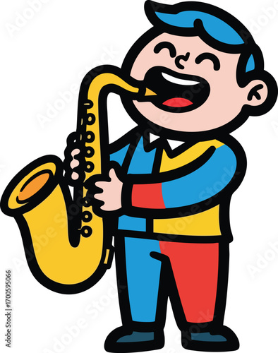 musician plays saxophone illustration - vector