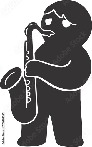 musician plays saxophone illustration - vector