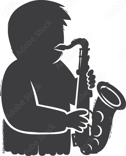 musician plays saxophone illustration - vector