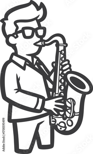 musician plays saxophone illustration - vector