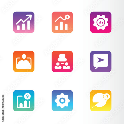 Marketing Icons Set, Digital, Business, Advertising, SEO, Social Media