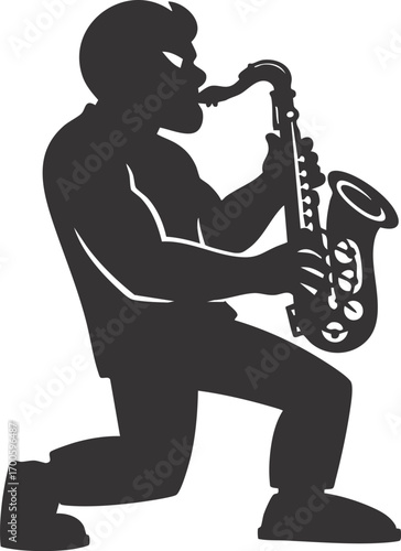 musician plays saxophone illustration - vector