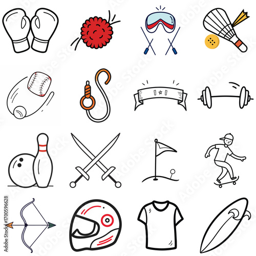 Hand drawn boxing gloves icon with a smooth outline