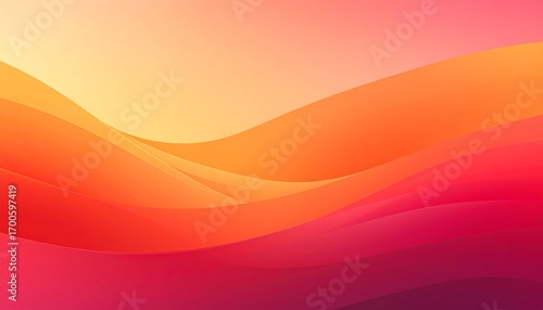 Abstract waves flow smoothly with vibrant orange and red hues, creating a warm and dynamic composition that evokes energy and passion.
