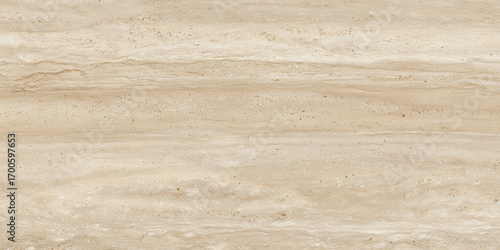 Neutral travertine tile texture in beige with organic surface variation.
