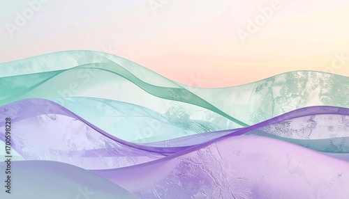 Abstract pastel waves flow gently across a soft gradient backdrop, creating a serene and calming visual experience with subtle textures and ethereal colors.