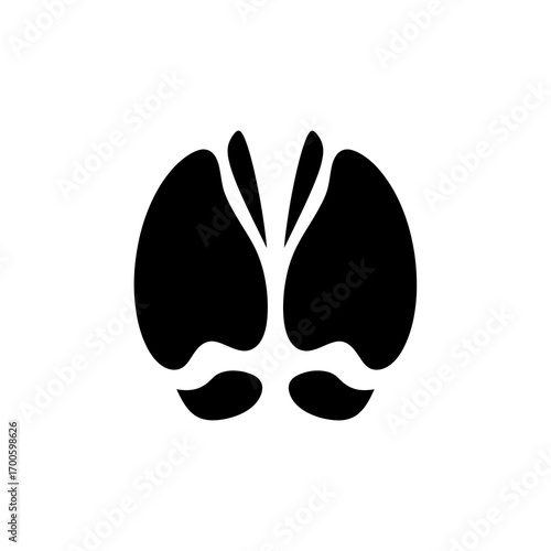 Black silhouette of a deer hoof print isolated on white background