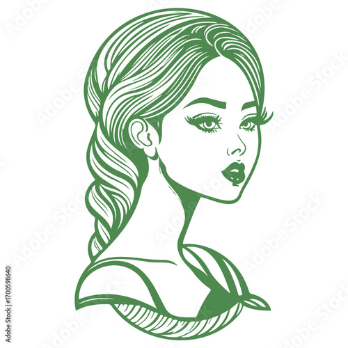 beauty girl illustration green