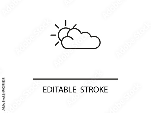Enjoy a partly sunny day with this simple weather icon featuring sun and clouds for your next project with editable stroke capability.