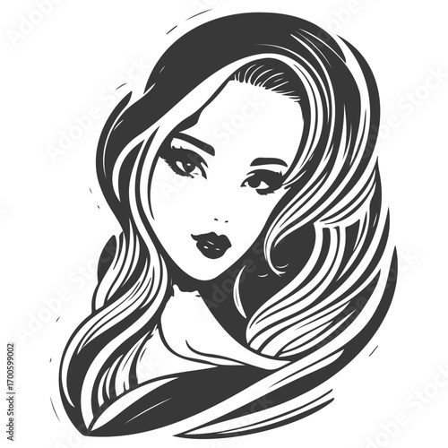 beauty girl illustration grey