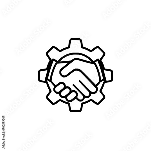 Handshake gear business partnership collaboration agreement success deal cooperation teamwork together concept