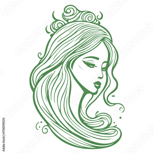 woman beauty mermaid illustration green